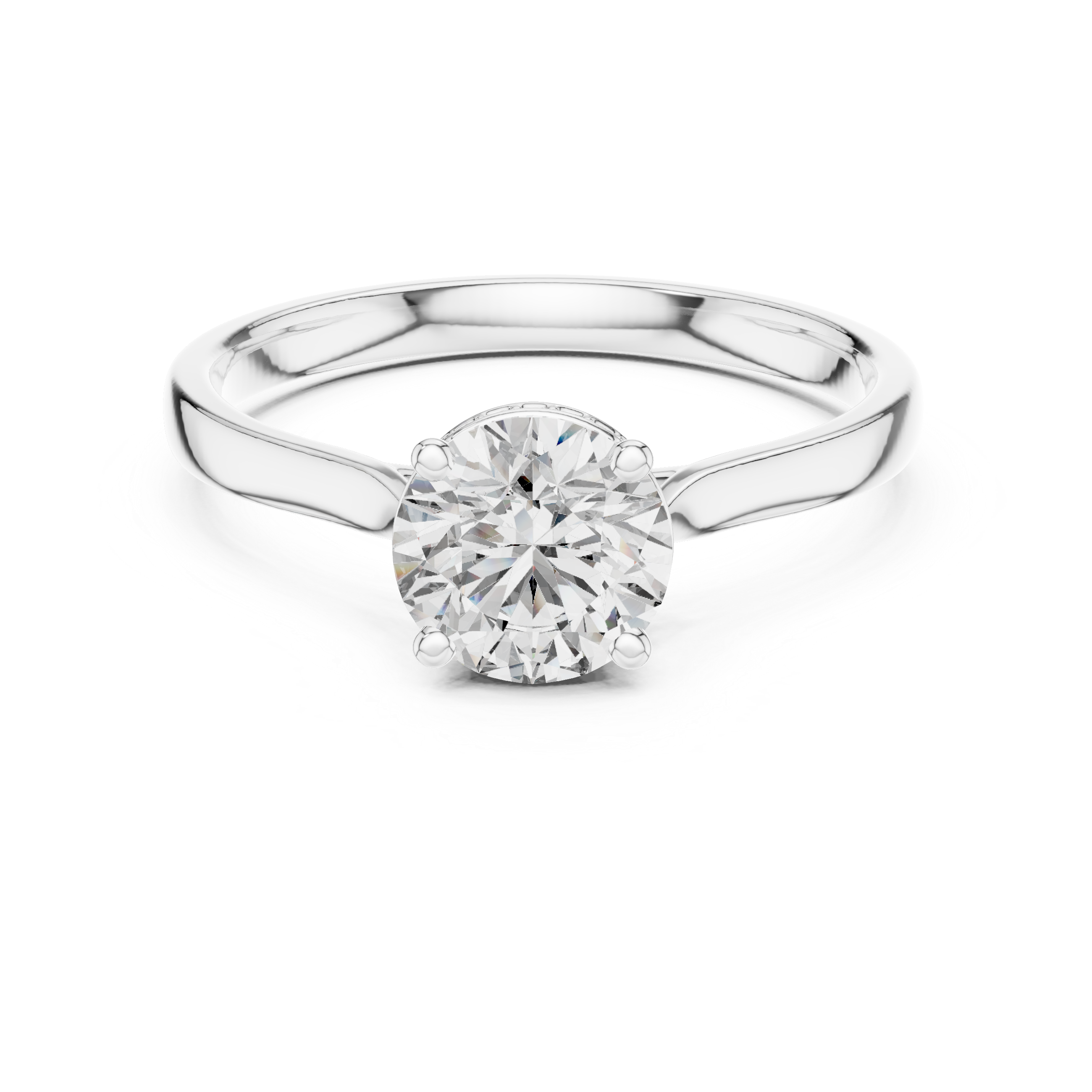 Hidden Halo Solitaire Ring With Round Cut Diamond