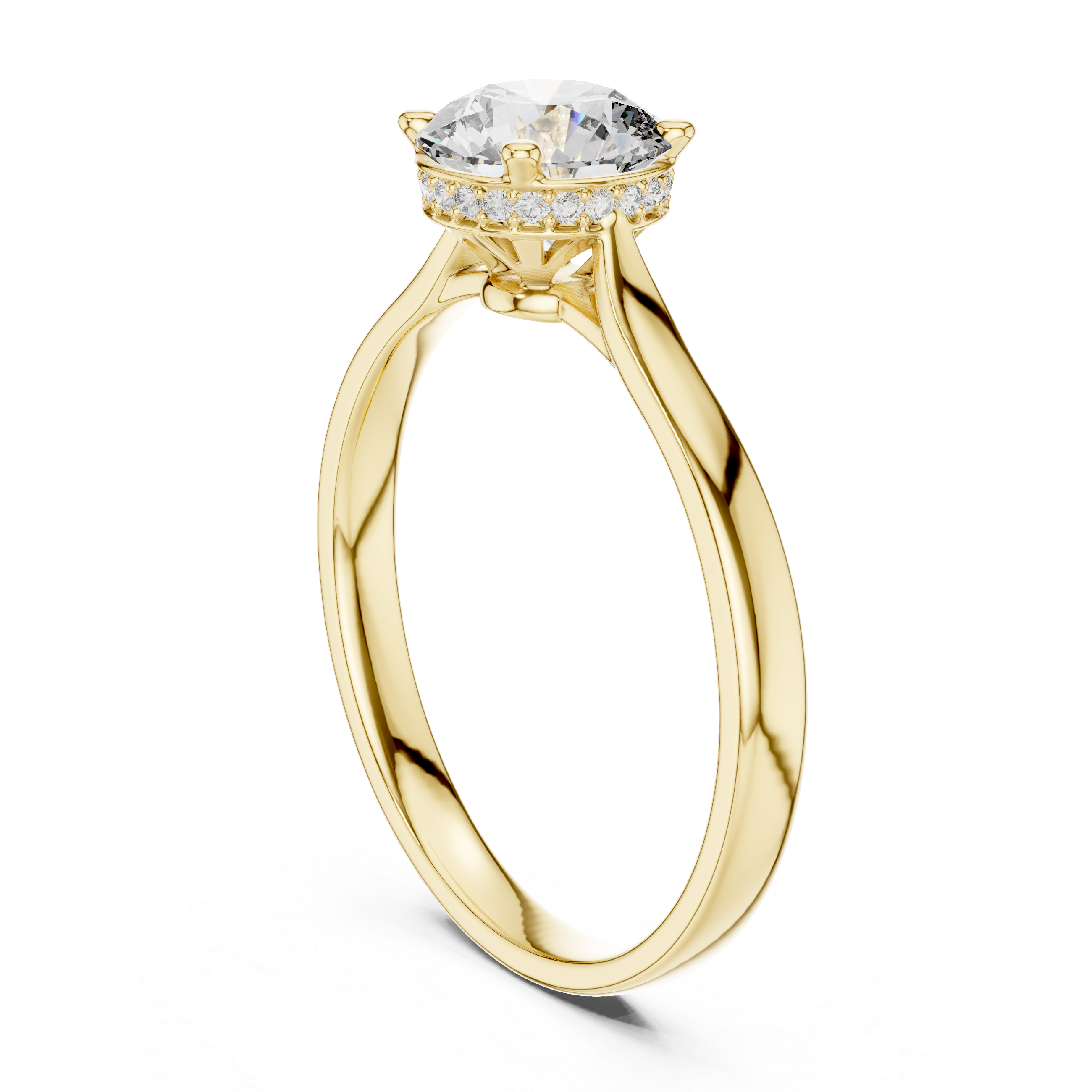 Hidden Halo Solitaire Ring With Round Cut Diamond