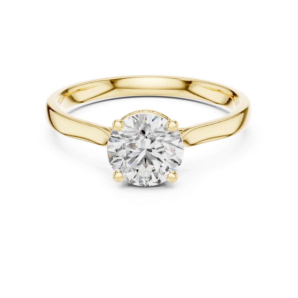 Hidden Halo Solitaire Ring With Round Cut Diamond