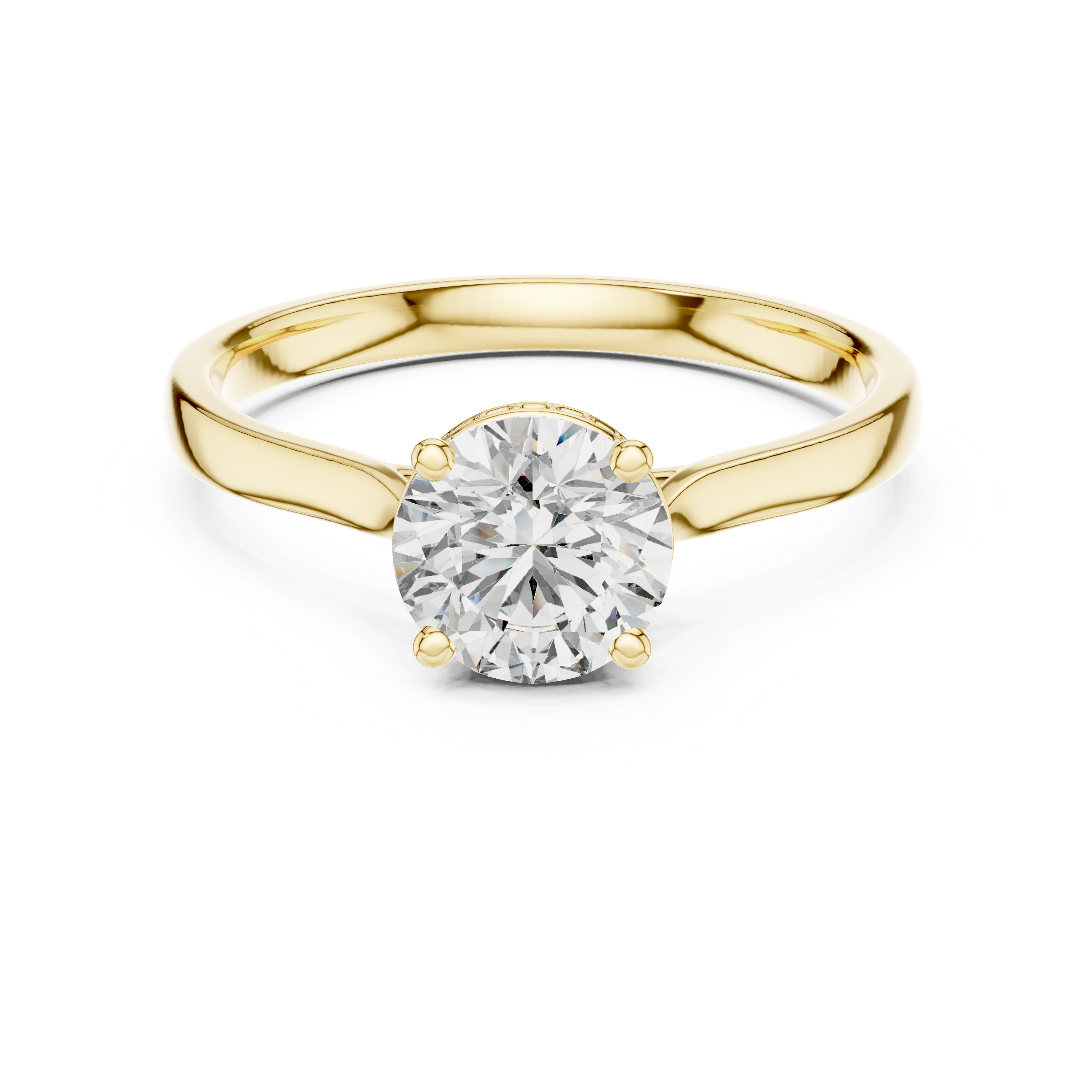 Hidden Halo Solitaire Ring With Round Cut Diamond