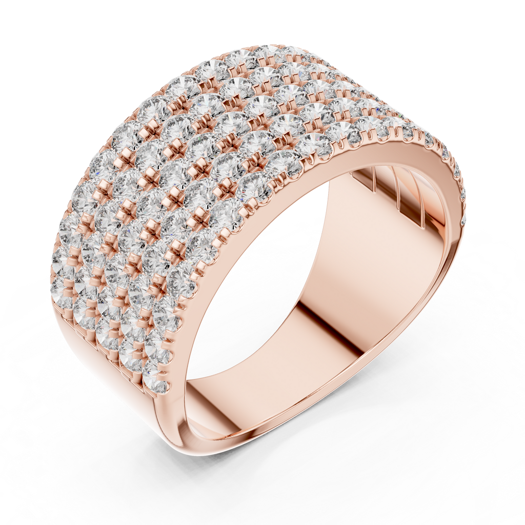 Round Cut Multi Row Diamond Wedding Band