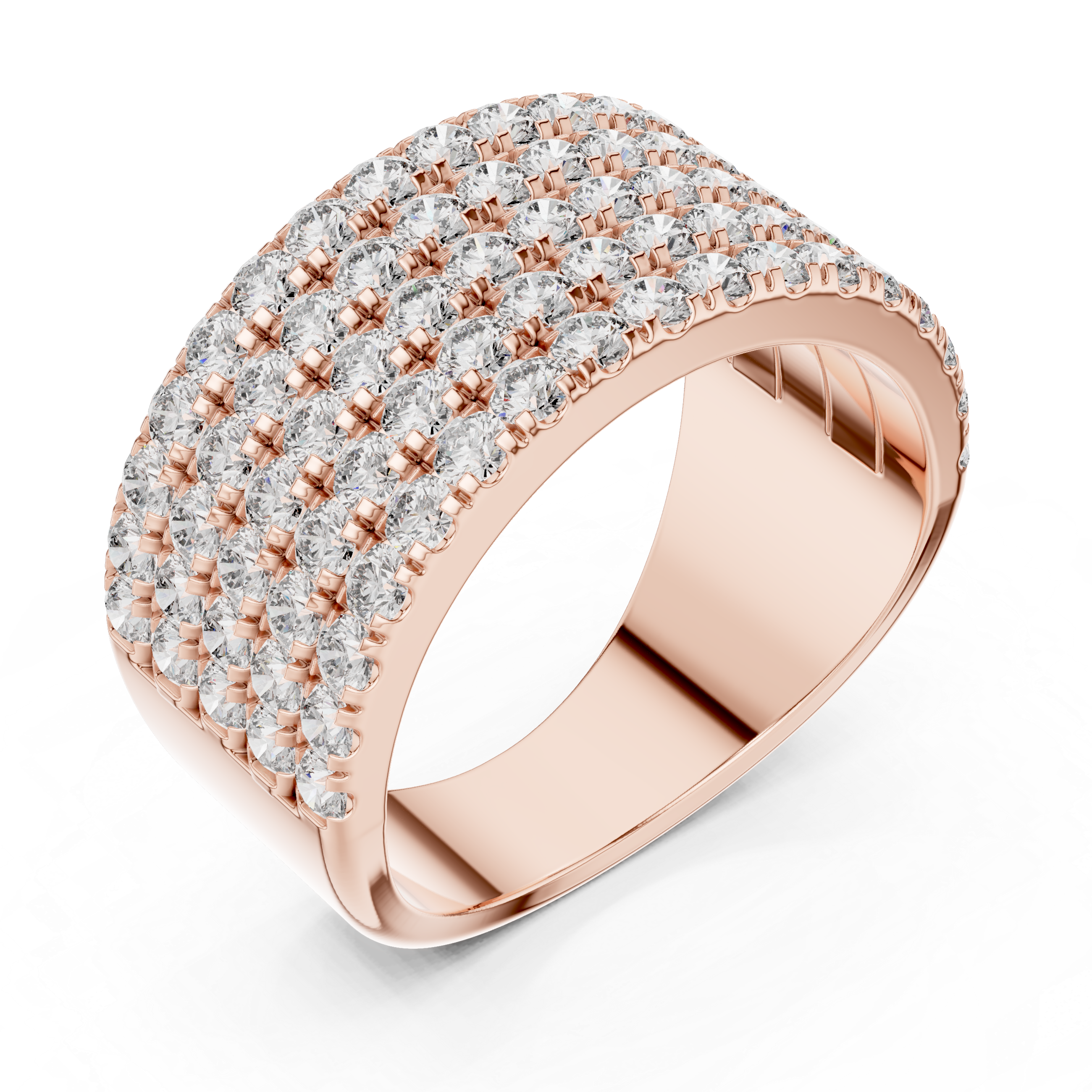 Round Cut Multi Row Diamond Wedding Band
