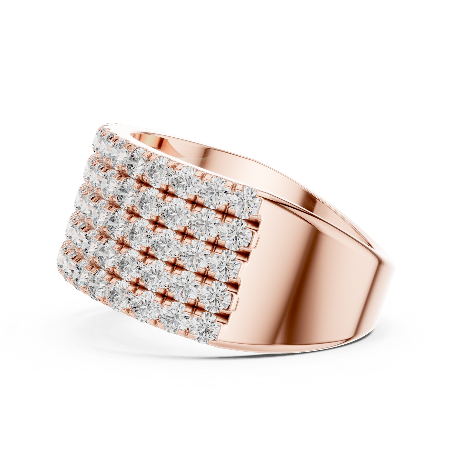 Round Cut Multi Row Diamond Wedding Band