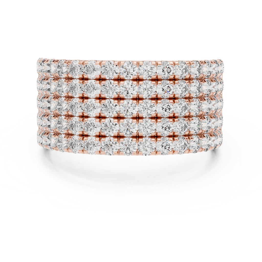 Round Cut Multi Row Diamond Wedding Band
