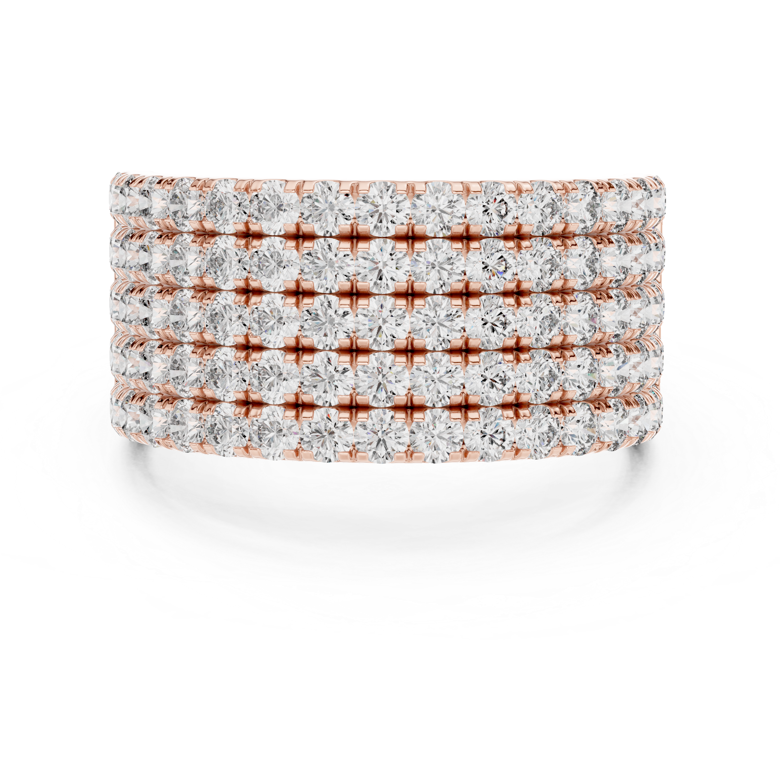 Round Cut Multi Row Diamond Wedding Band