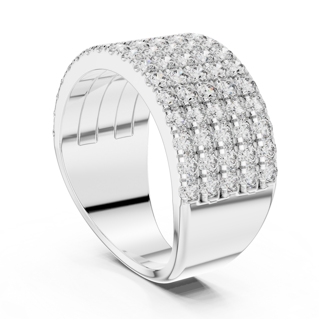 Round Cut Multi Row Diamond Wedding Band