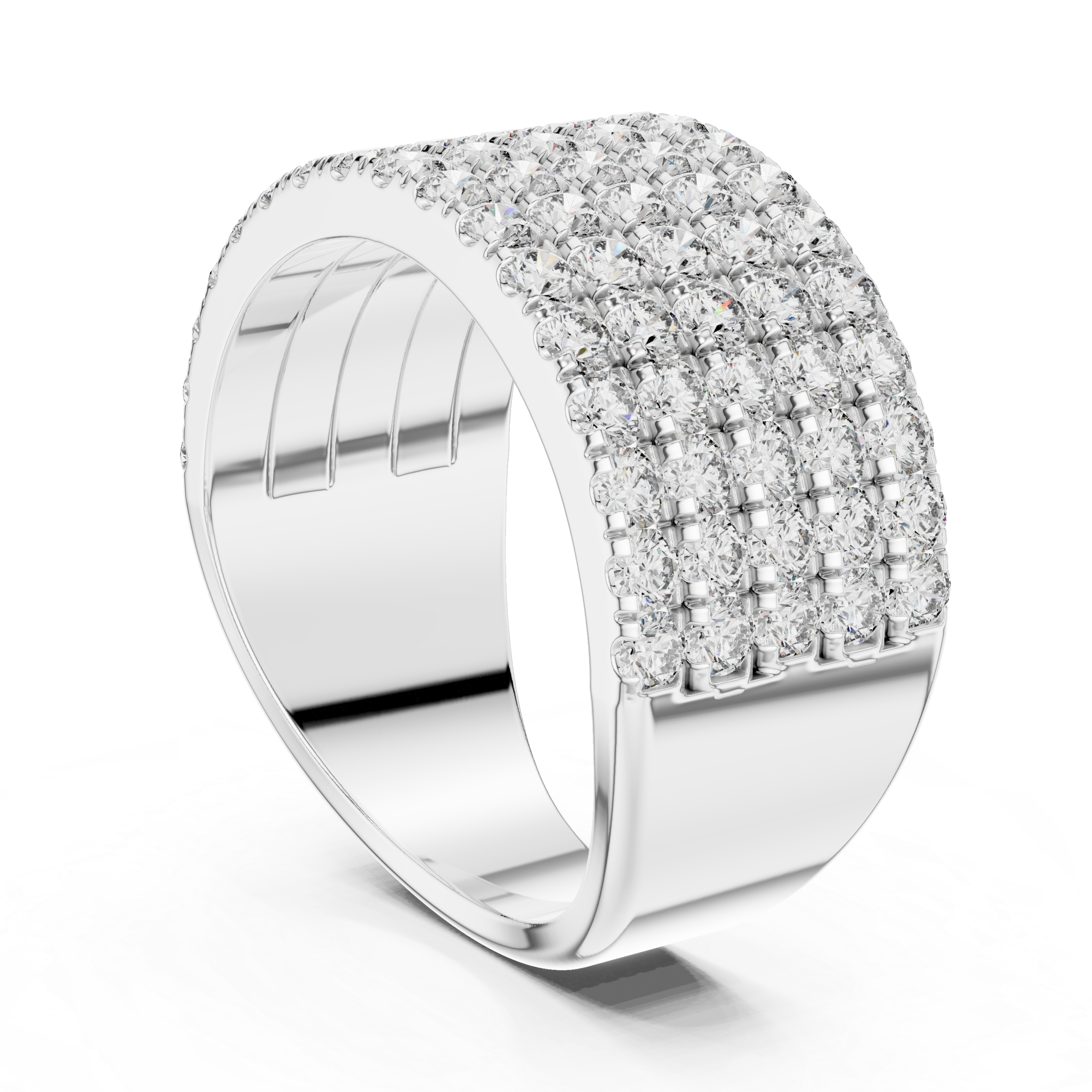 Round Cut Multi Row Diamond Wedding Band