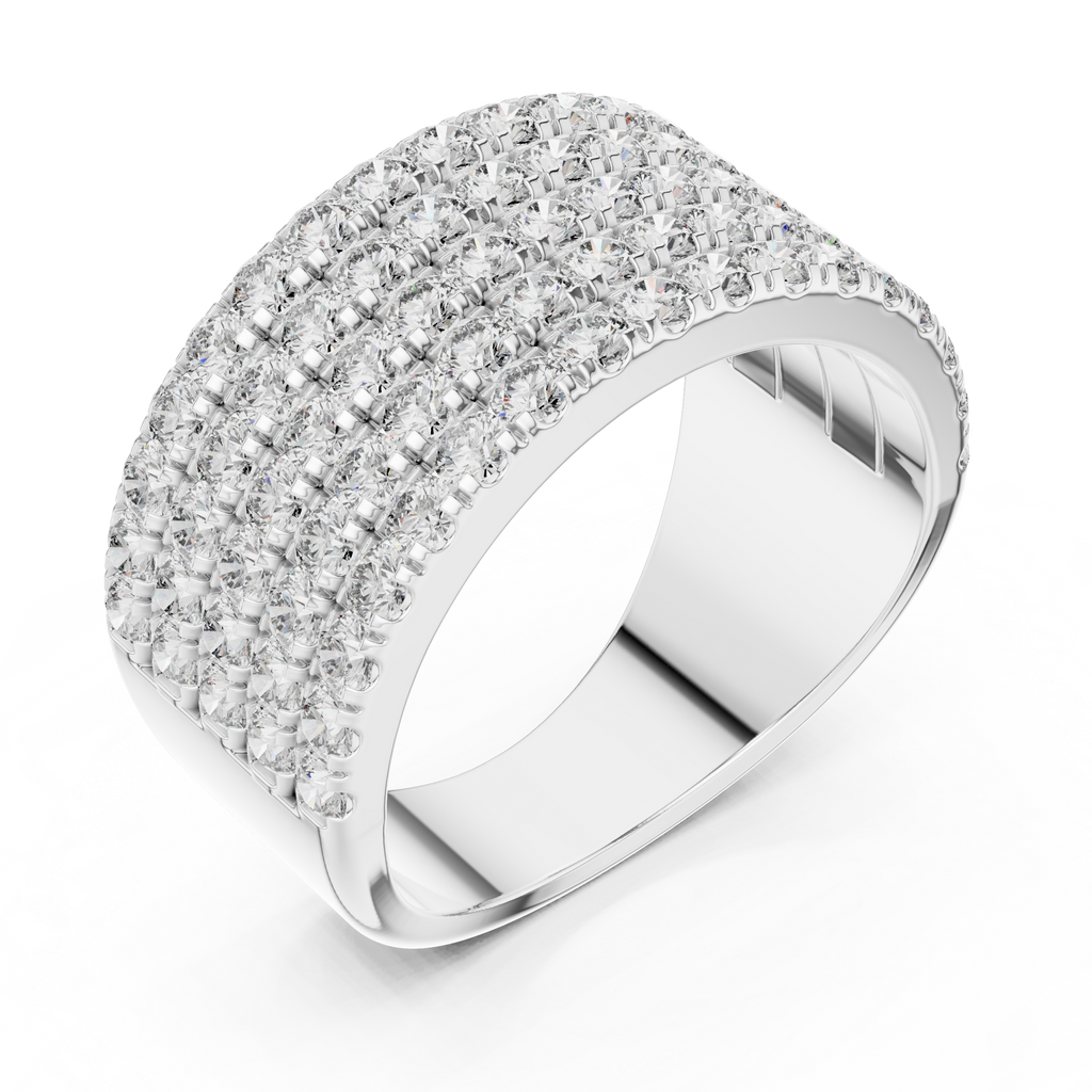 Round Cut Multi Row Diamond Wedding Band