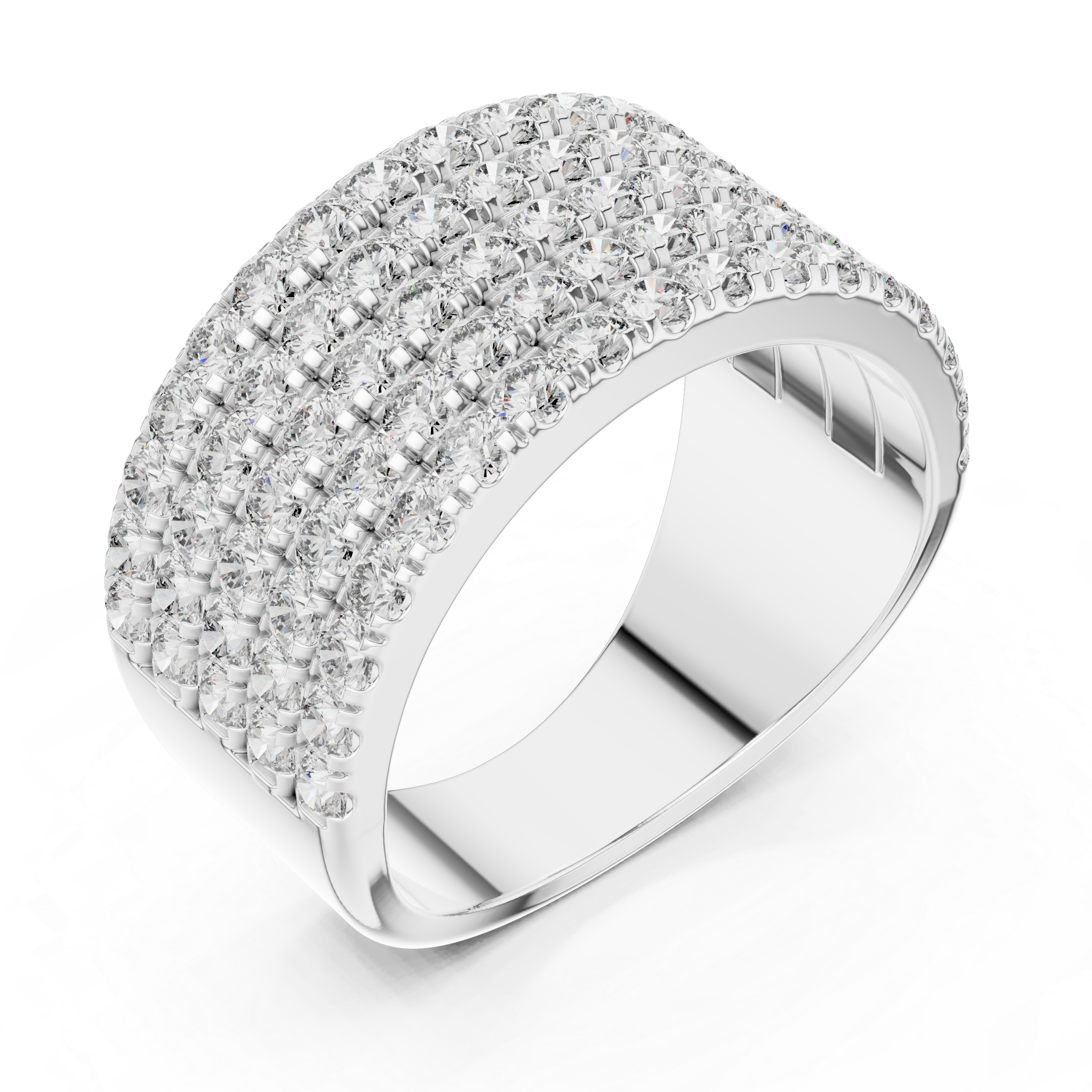 Round Cut Multi Row Diamond Wedding Band
