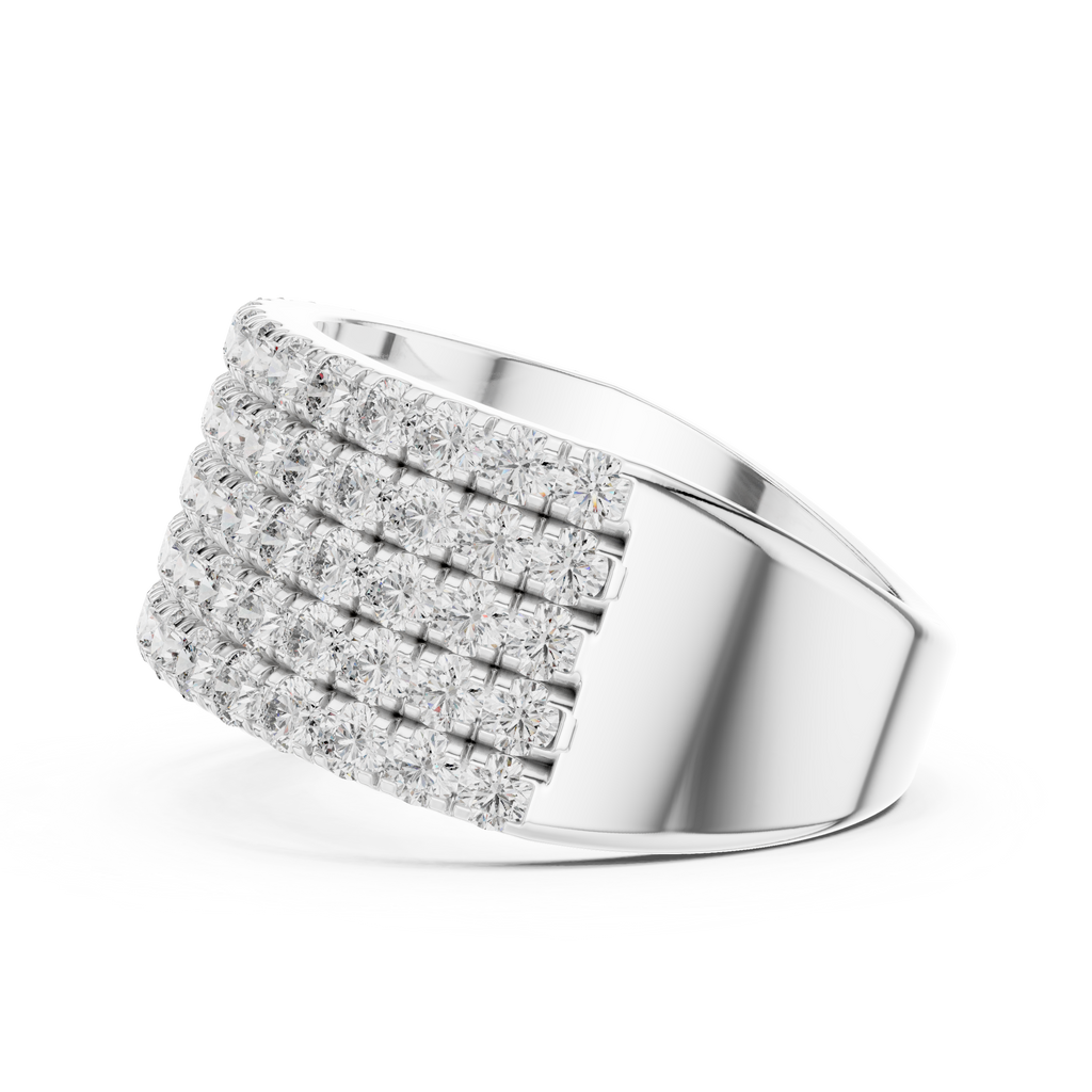 Round Cut Multi Row Diamond Wedding Band