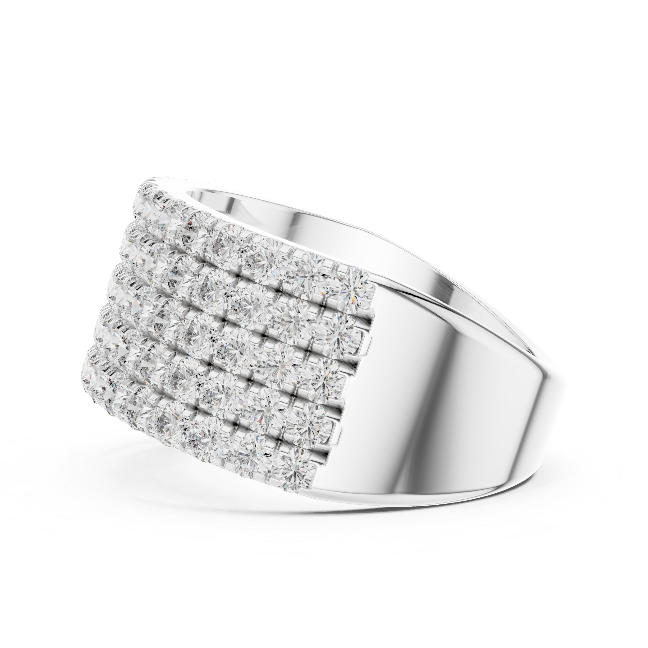 Round Cut Multi Row Diamond Wedding Band