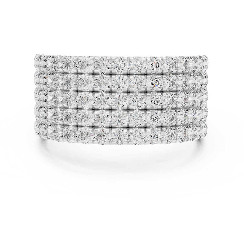 Round Cut Multi Row Diamond Wedding Band