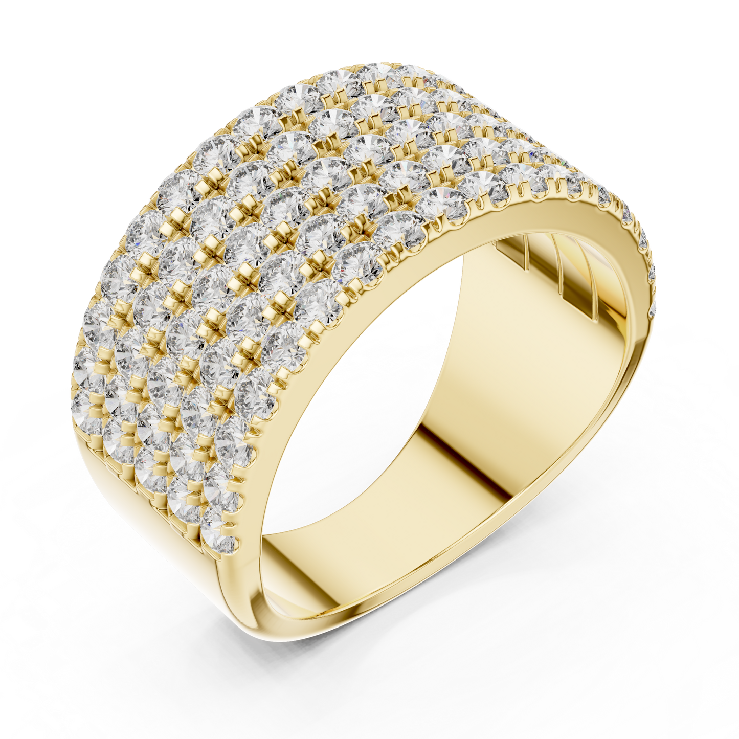 Round Cut Multi Row Diamond Wedding Band