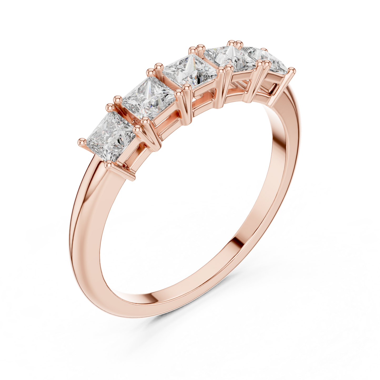 Modern Princess Cut Five Stone Engagement Ring