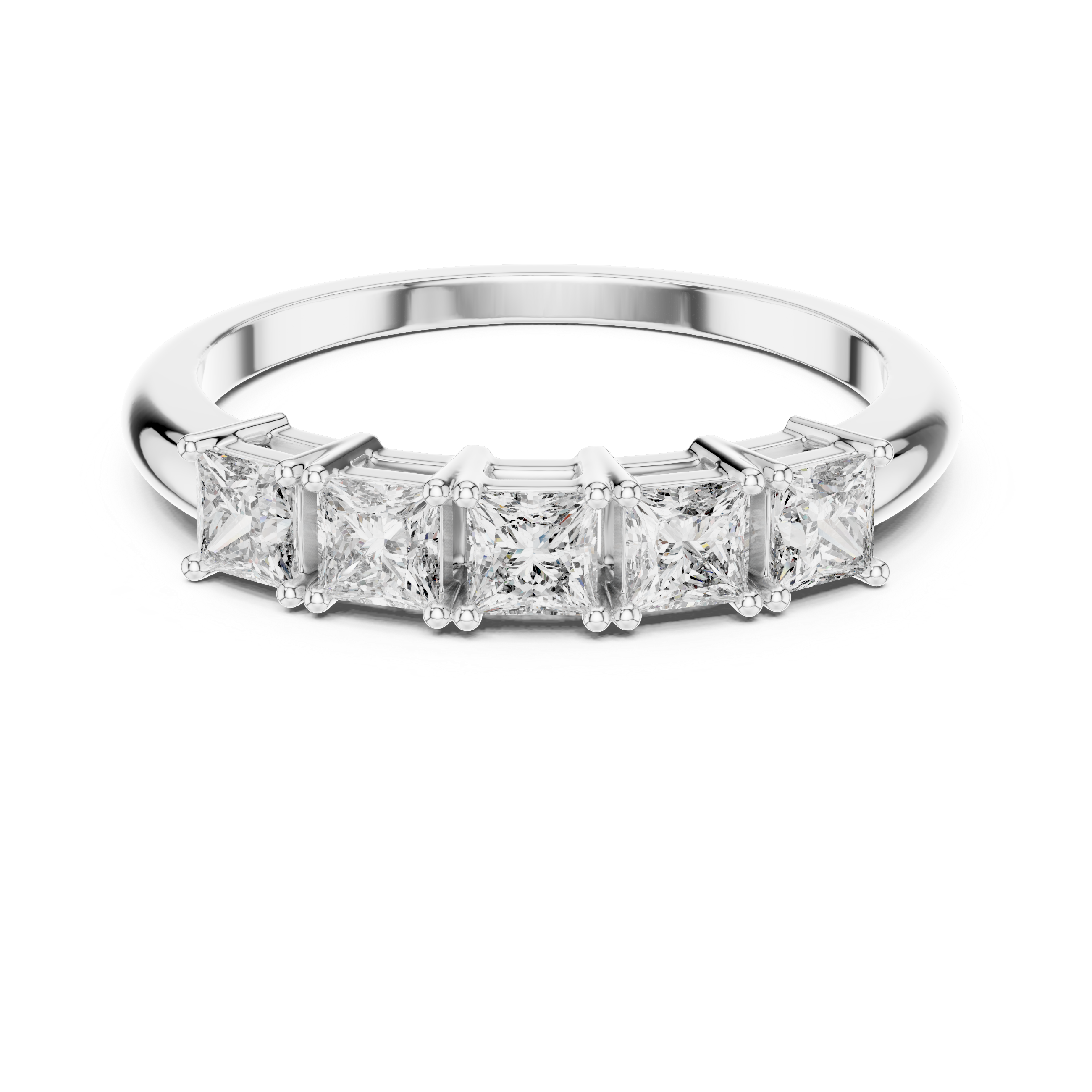 Modern Princess Cut Five Stone Engagement Ring