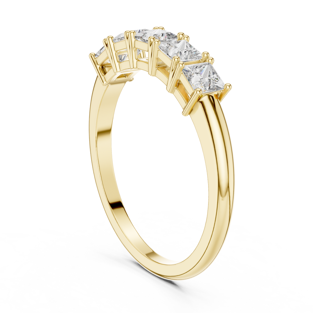 Modern Princess Cut Five Stone Engagement Ring