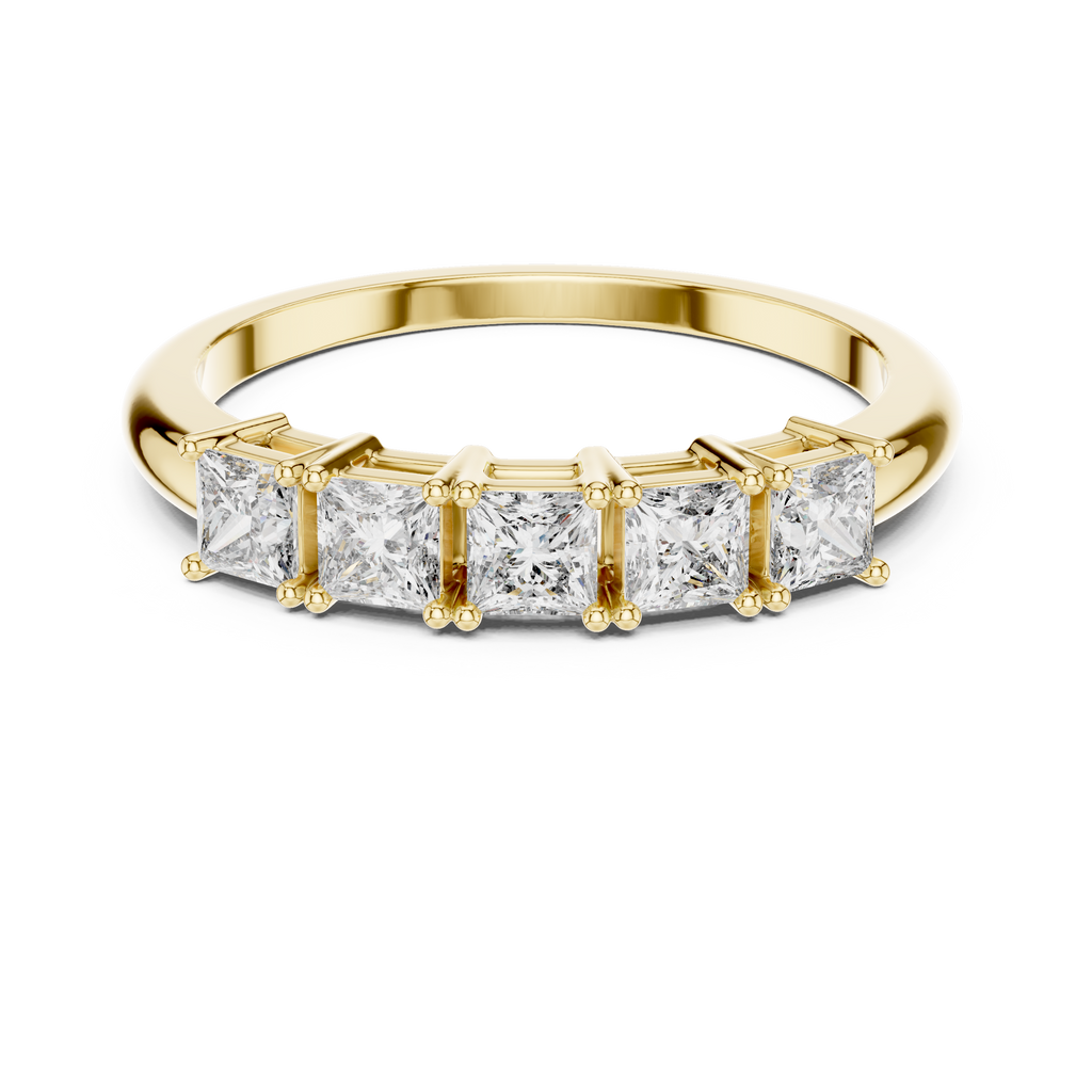 Modern Princess Cut Five Stone Engagement Ring
