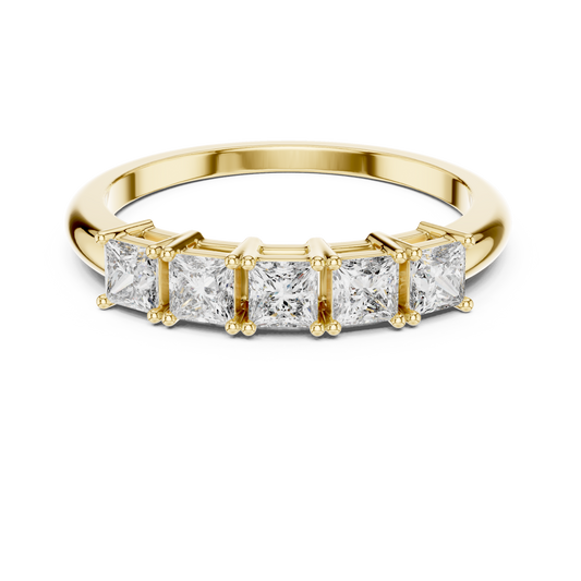 Modern Princess Cut Five Stone Engagement Ring