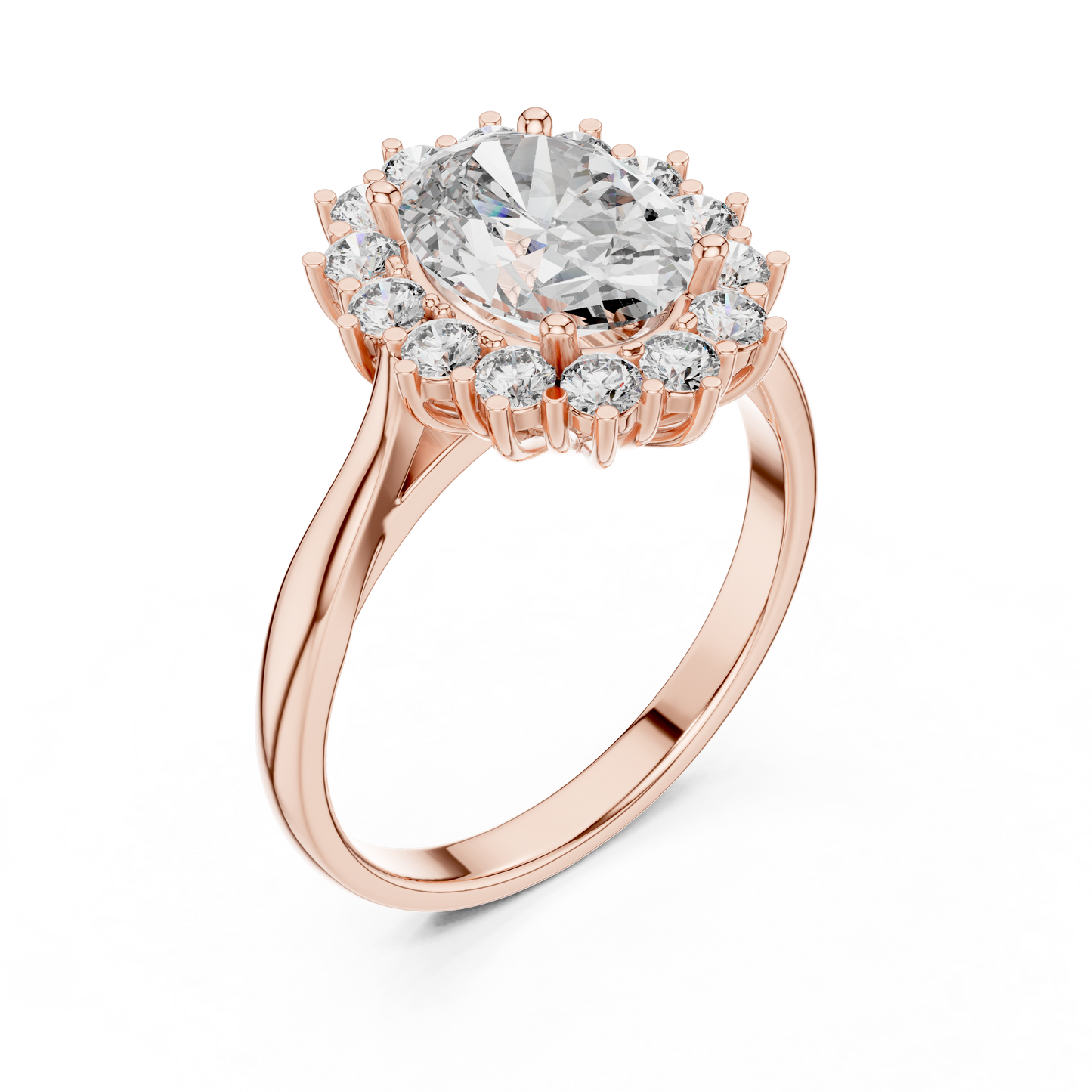 2 Carat Oval Cut Lab Diamond Halo Engagement RIng