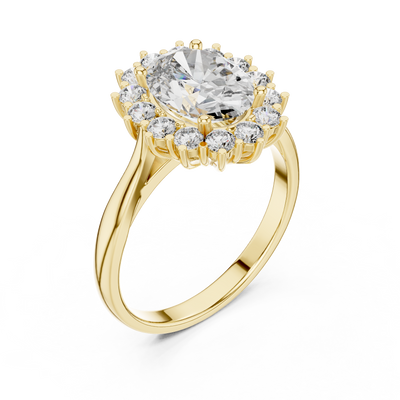 2 Carat Oval Cut Lab Diamond Halo Engagement RIng