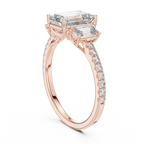 Emerald Cut Diamond Three Stone Engagement Ring