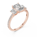 Emerald Cut Diamond Three Stone Engagement Ring