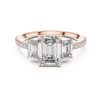 Emerald Cut Diamond Three Stone Engagement Ring