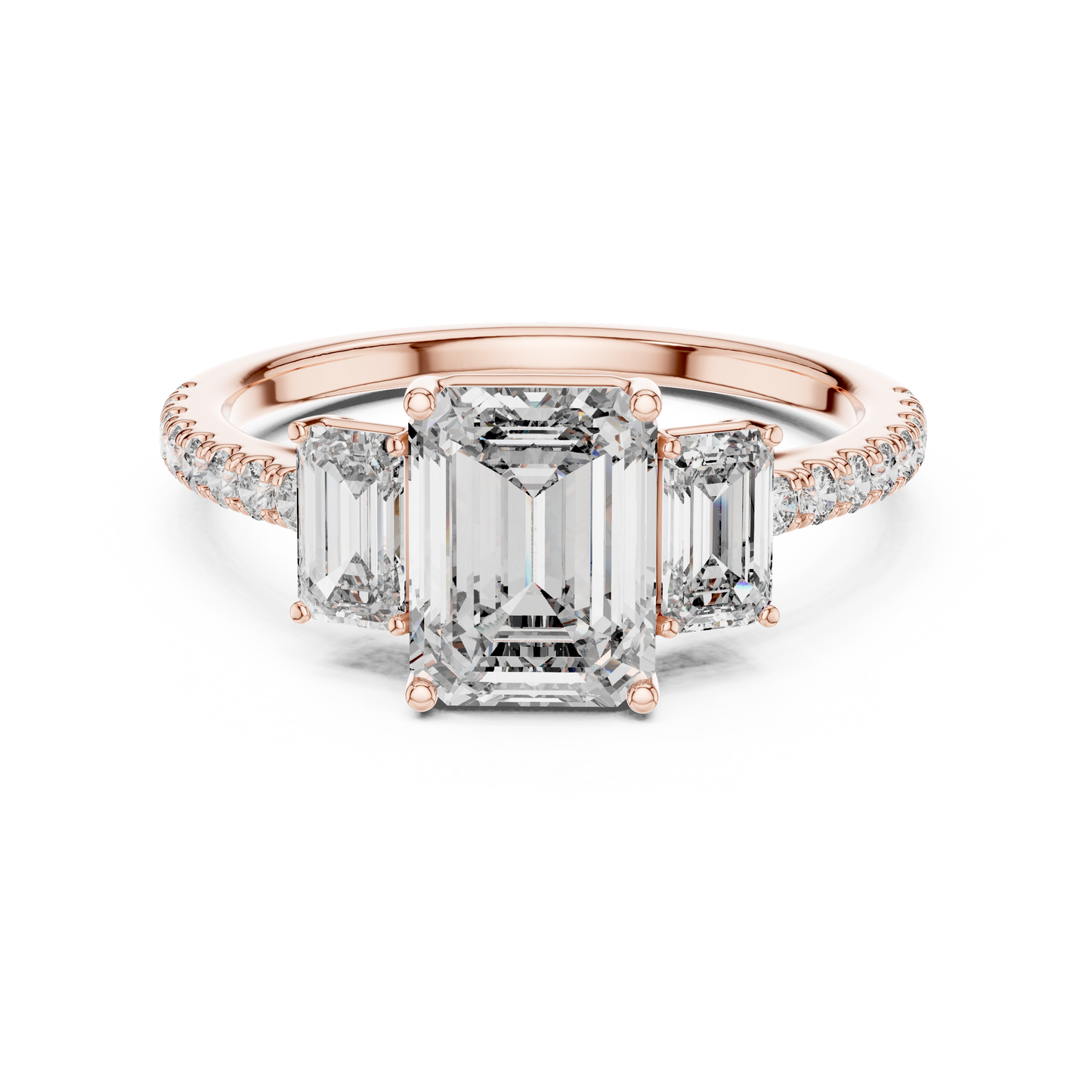 Emerald Cut Diamond Three Stone Engagement Ring