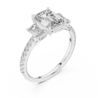 Emerald Cut Diamond Three Stone Engagement Ring