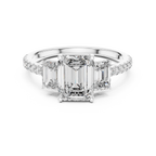 Emerald Cut Diamond Three Stone Engagement Ring