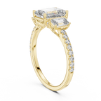 Emerald Cut Diamond Three Stone Engagement Ring
