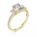 Emerald Cut Diamond Three Stone Engagement Ring