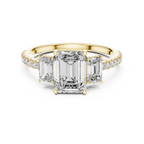 Emerald Cut Diamond Three Stone Engagement Ring