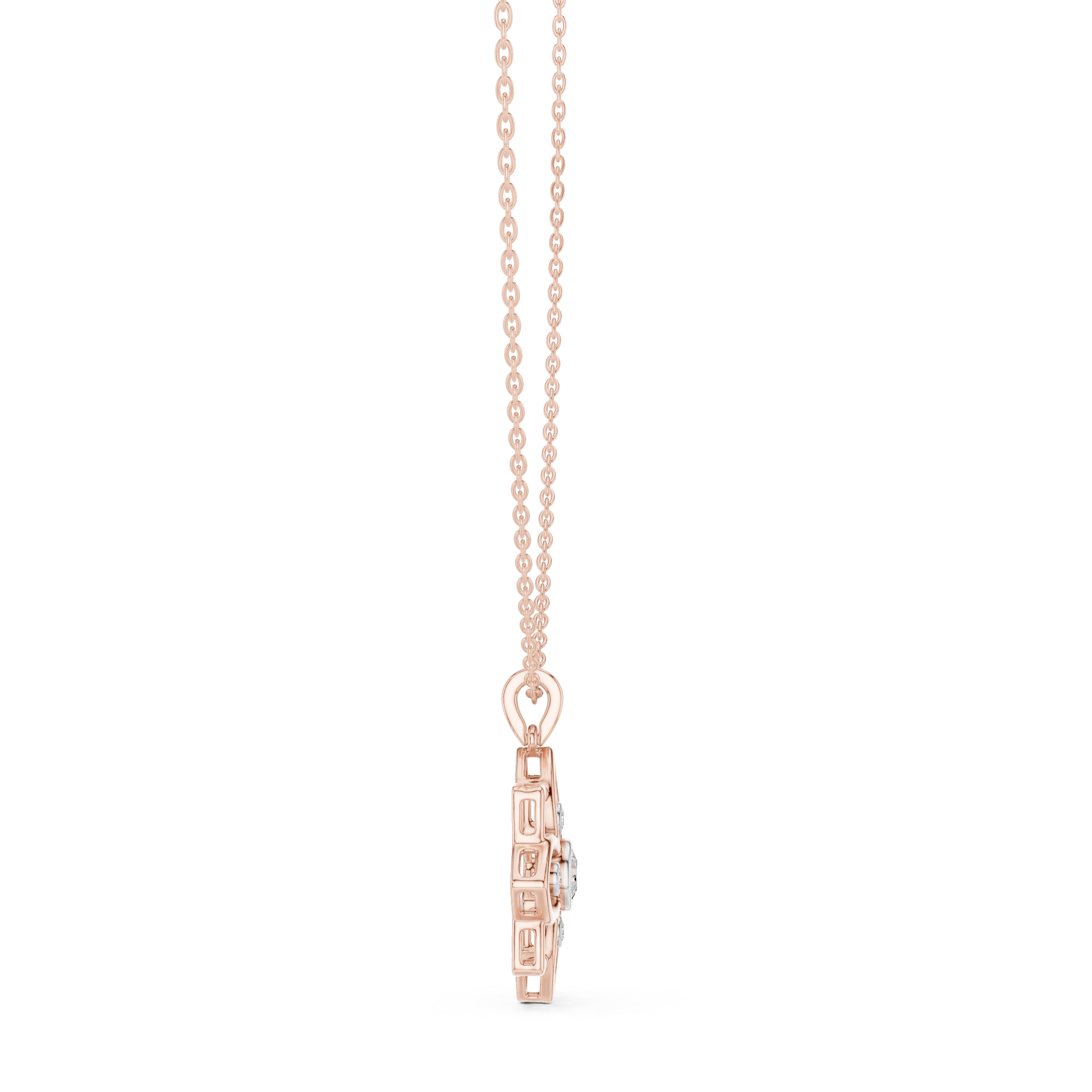 Classic Round Cut Lab Diamond Floral Pendant