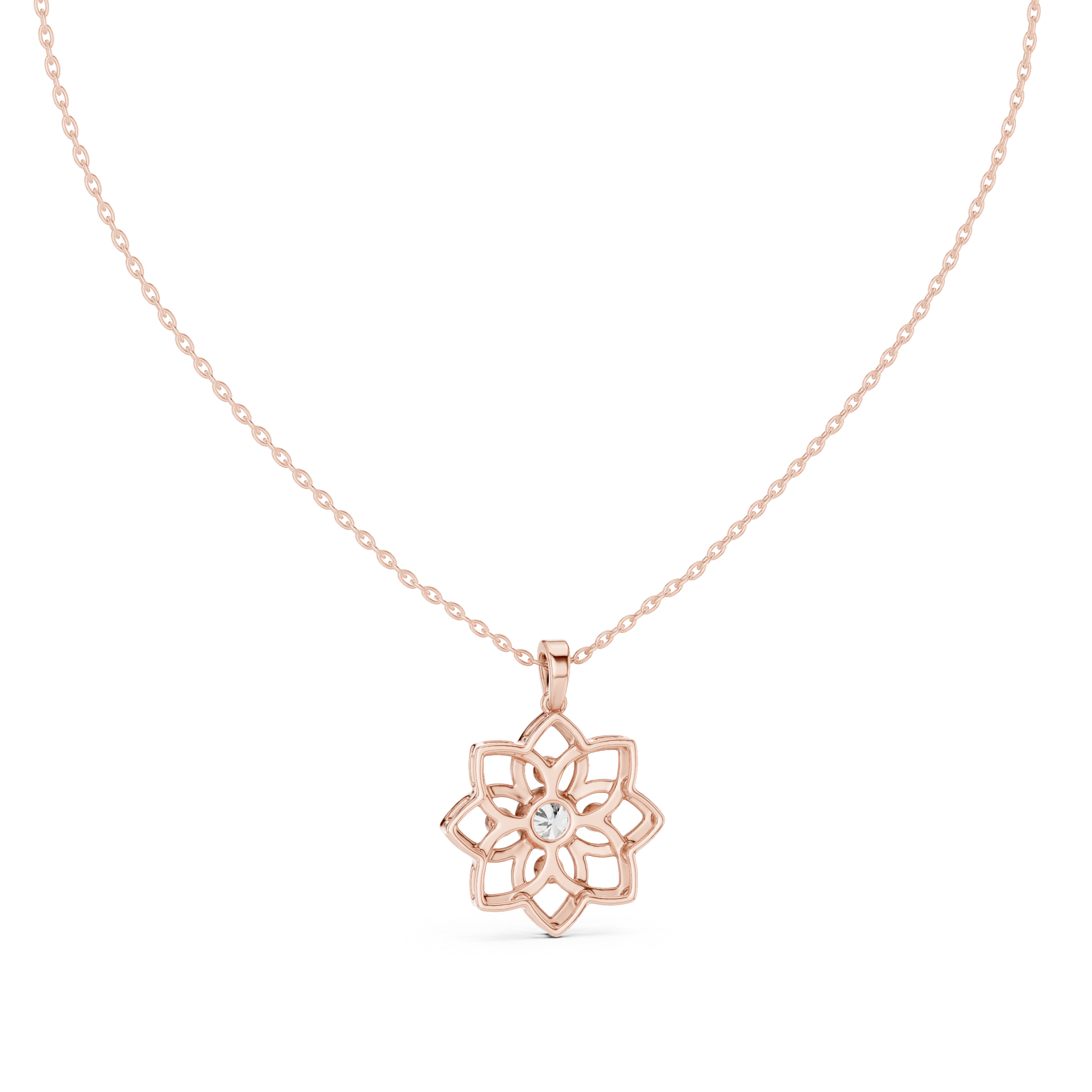 Classic Round Cut Lab Diamond Floral Pendant