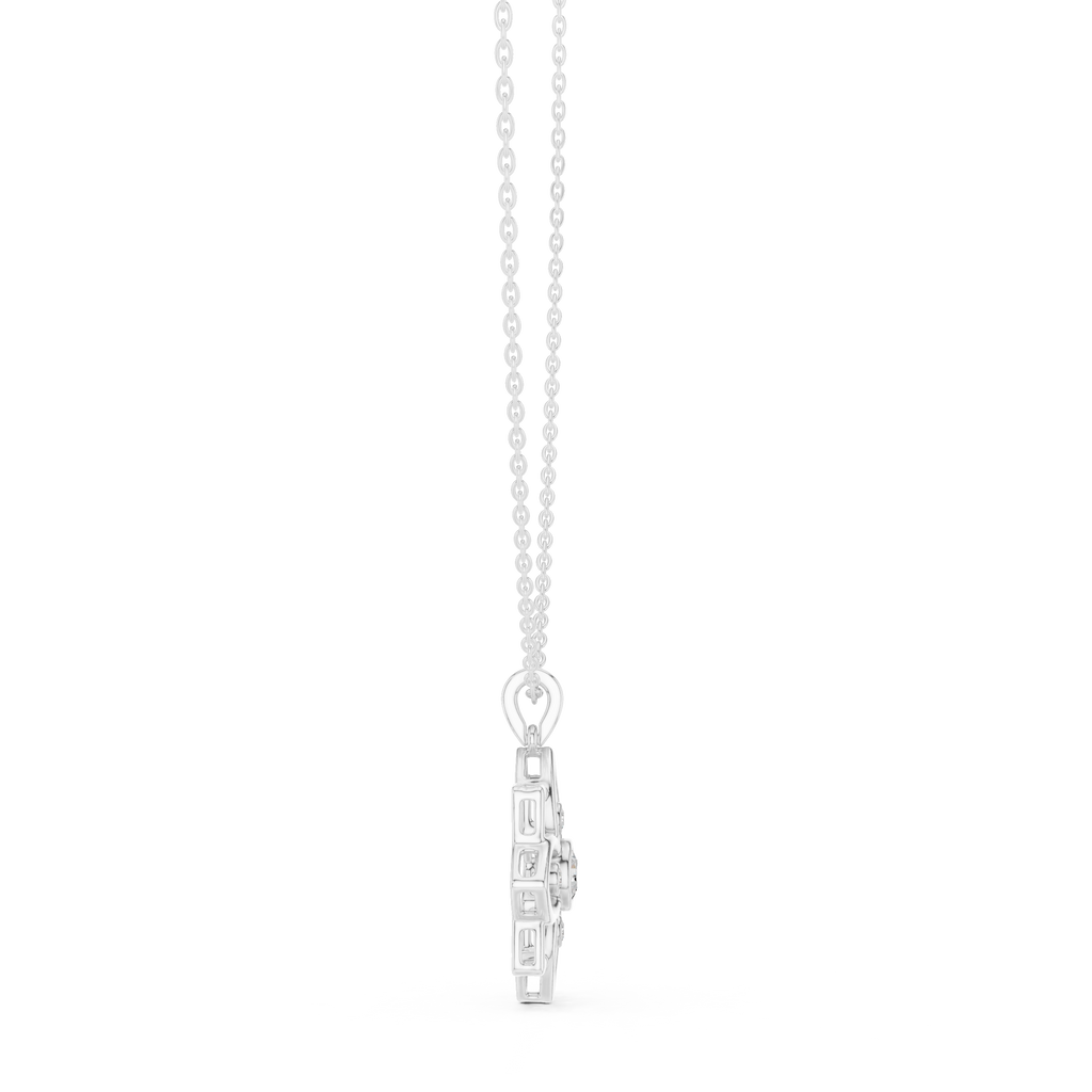 Classic Round Cut Lab Diamond Floral Pendant