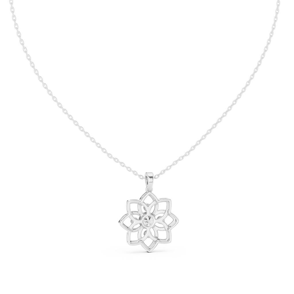 Classic Round Cut Lab Diamond Floral Pendant
