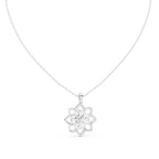 Classic Round Cut Lab Diamond Floral Pendant