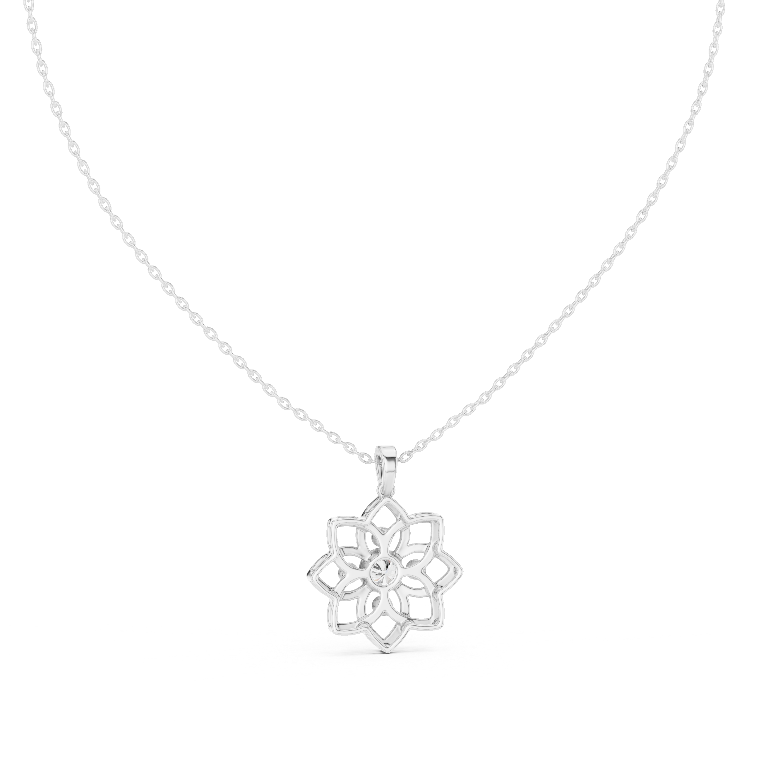 Classic Round Cut Lab Diamond Floral Pendant