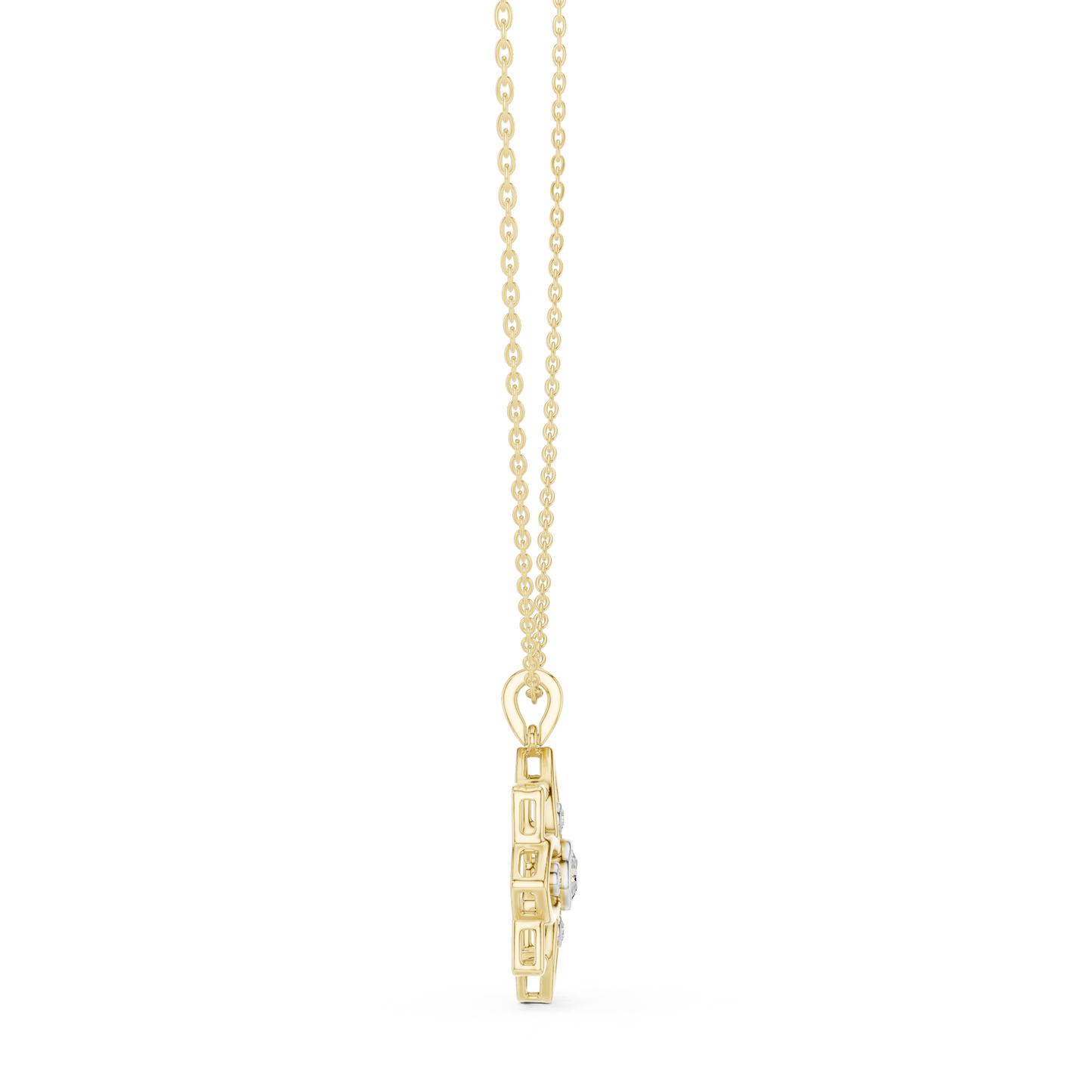 Classic Round Cut Lab Diamond Floral Pendant