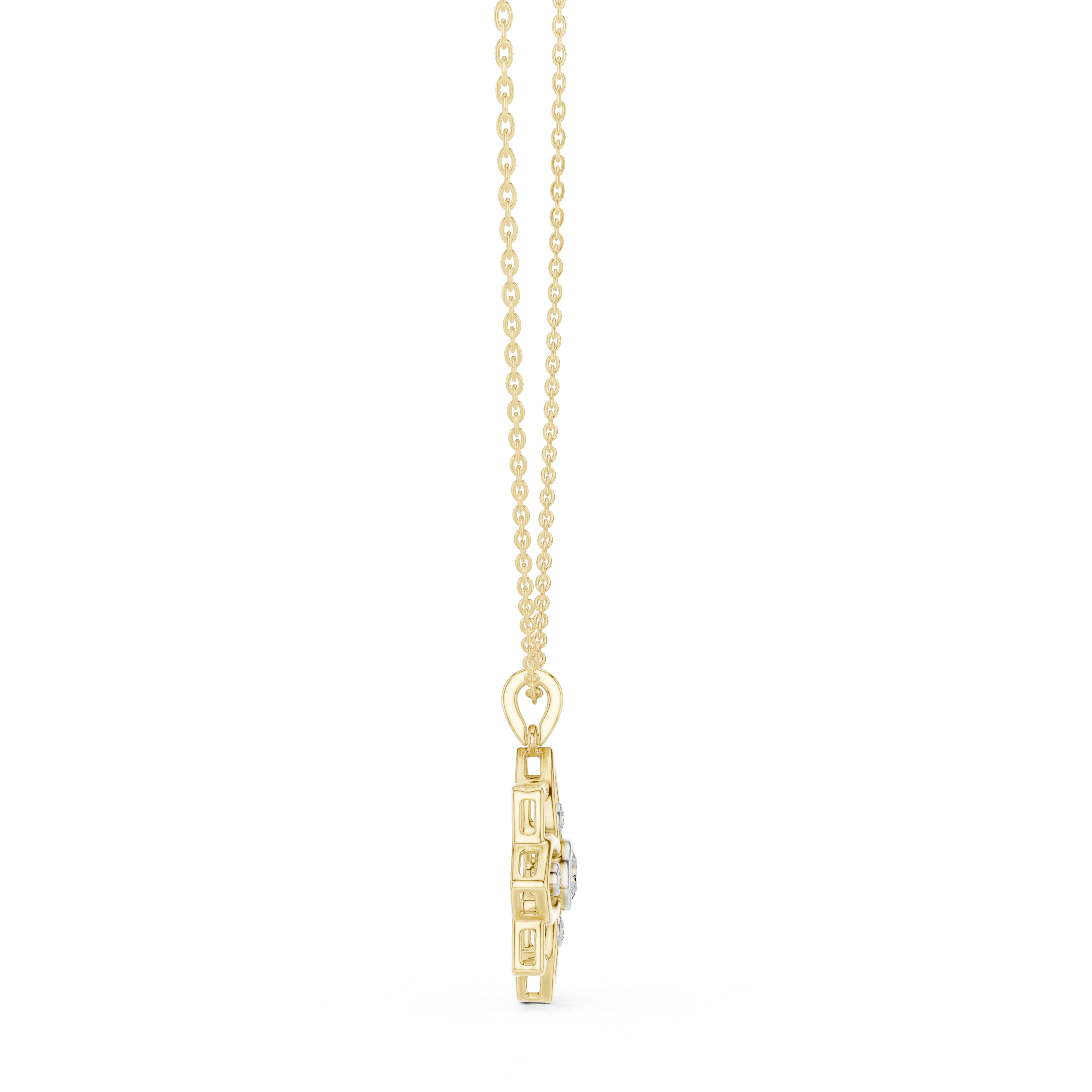 Classic Round Cut Lab Diamond Floral Pendant