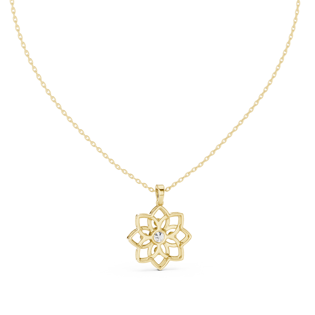 Classic Round Cut Lab Diamond Floral Pendant