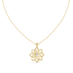 Classic Round Cut Lab Diamond Floral Pendant