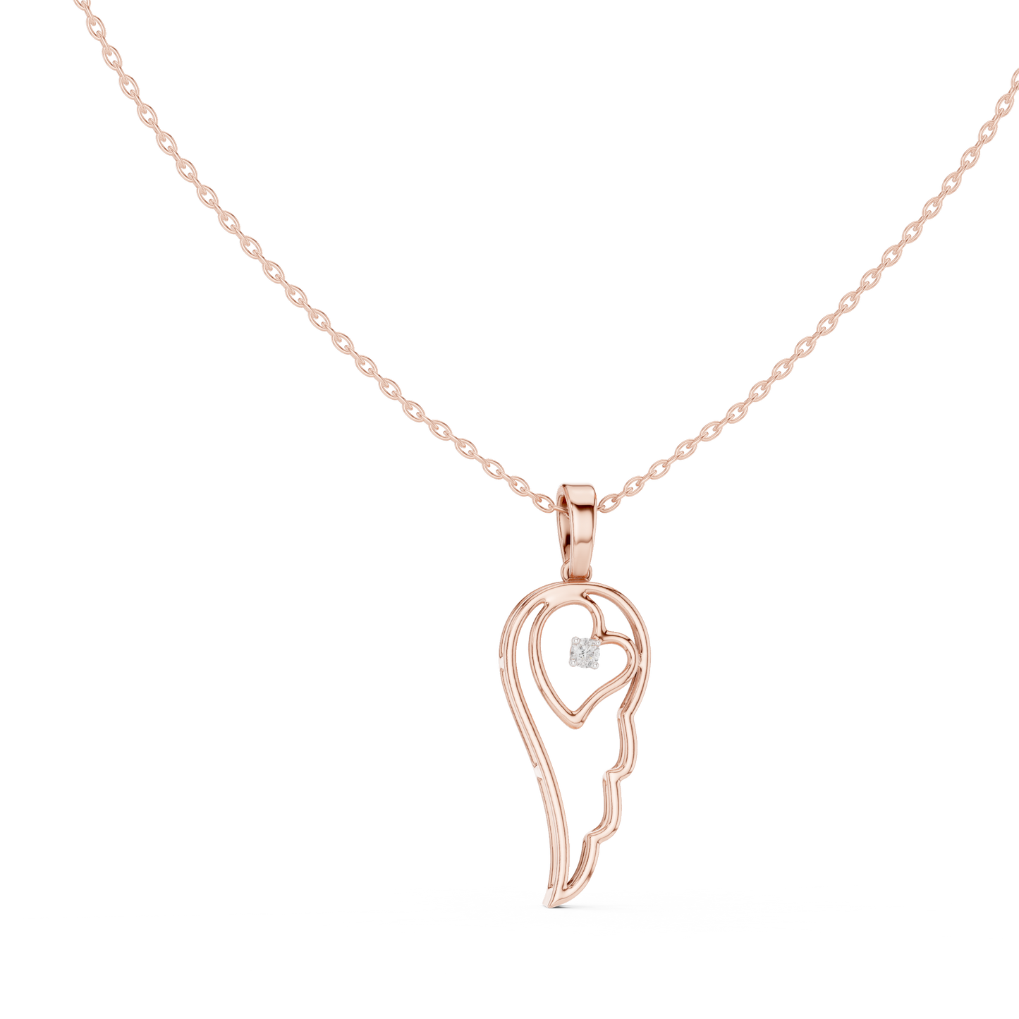 Angel Wing Pendant With Round Lab Diamond