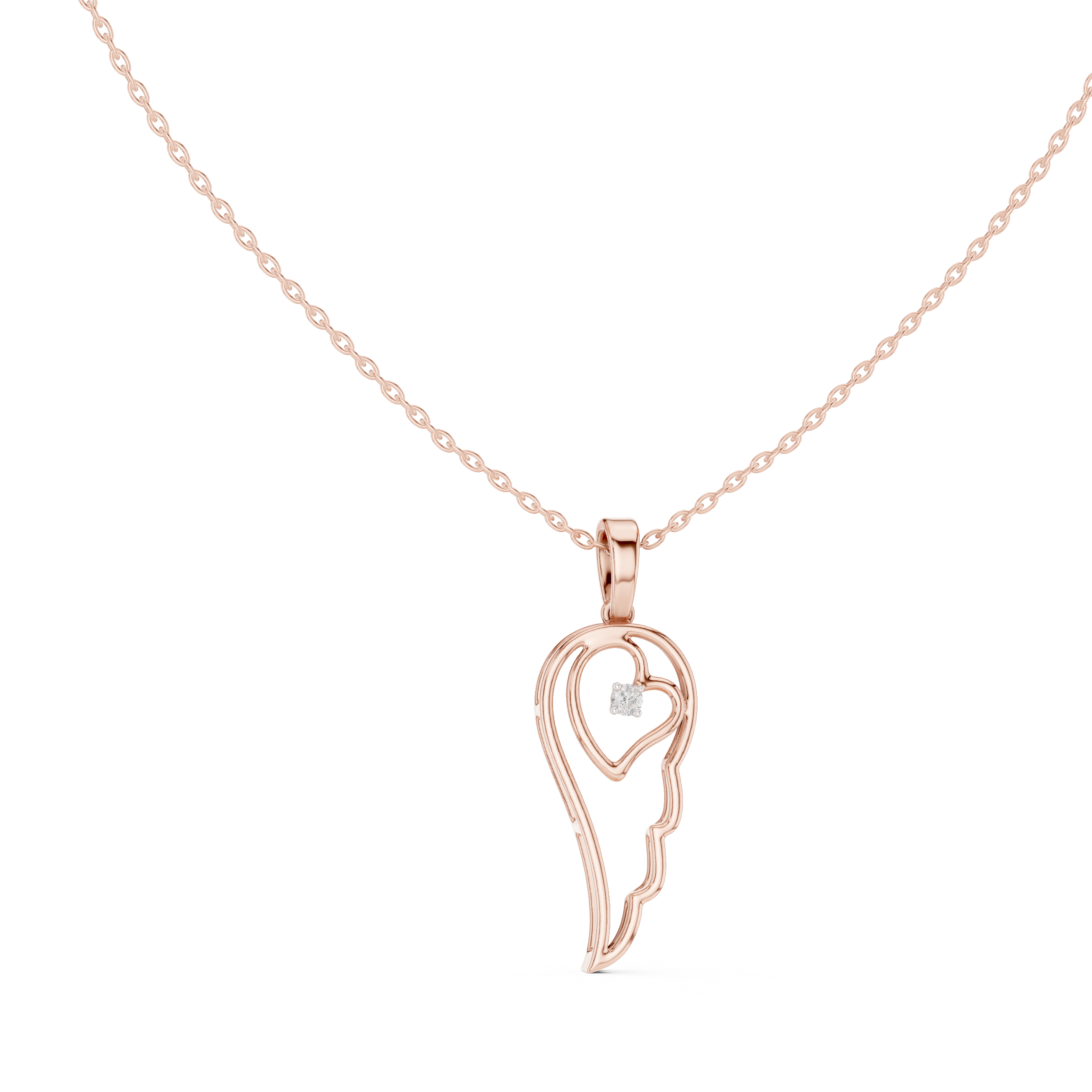 Angel Wing Pendant With Round Lab Diamond