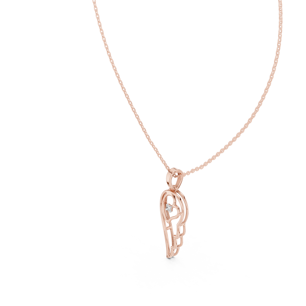 Angel Wing Pendant With Round Lab Diamond