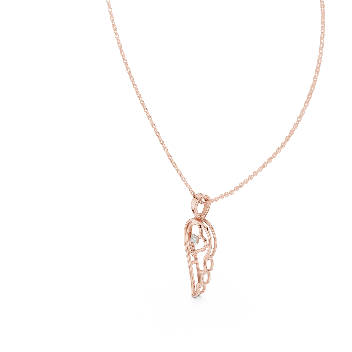 Angel Wing Pendant With Round Lab Diamond