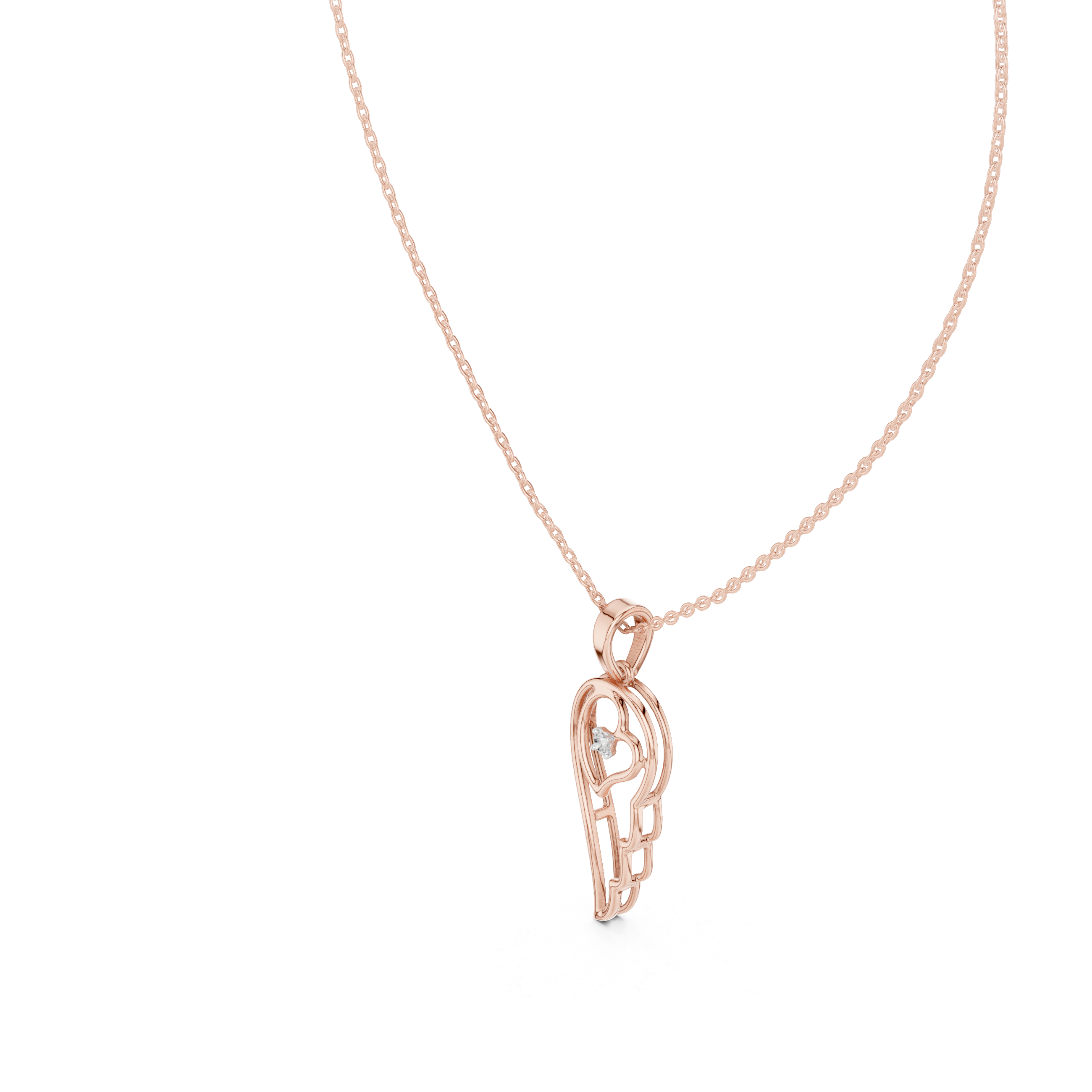 Angel Wing Pendant With Round Lab Diamond