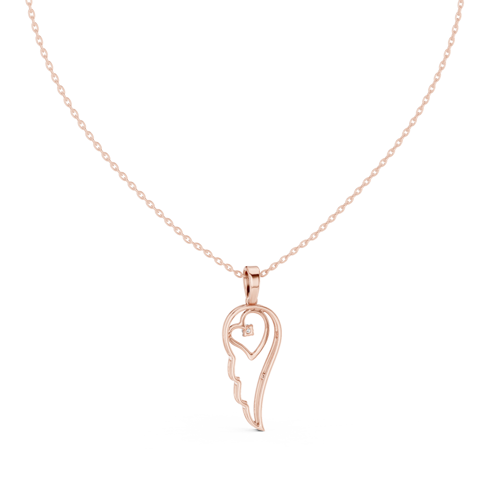 Angel Wing Pendant With Round Lab Diamond