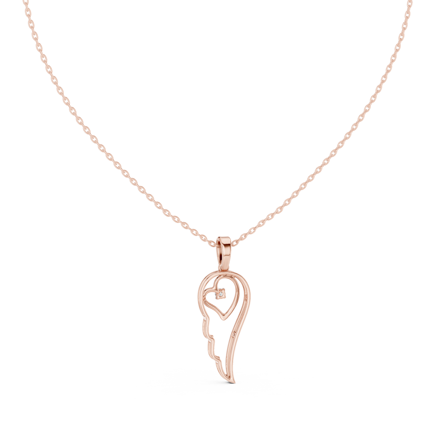 Angel Wing Pendant With Round Lab Diamond